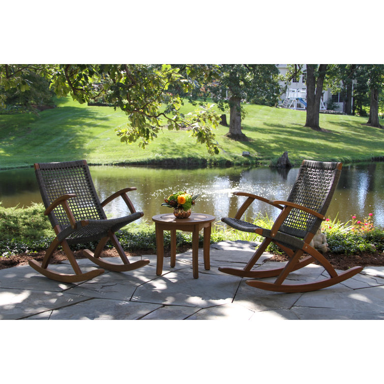 Outdoor interiors wicker and eucalyptus outdoor rocking chair hot sale